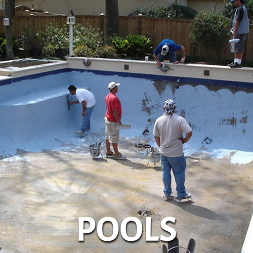 Workers building an in-ground swimming pool - link